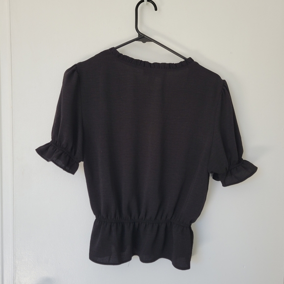 Black Shortsleeve Topshop Blouse - Picture 2 of 3